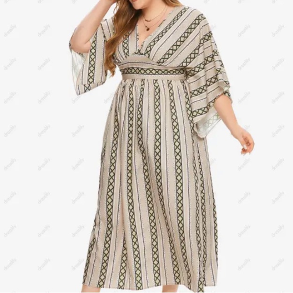 SHEIN Deep V-Neck Maxi Dress Size 2XL